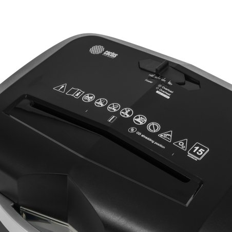 Шредер Cactus CS-SH-15-20-4X35 черный/серый (секр.P-4) перекрестный 15лист. 20лтр. скрепки скобы пл.карты CD