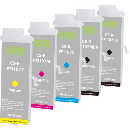 Картридж перезаправляемый струйный Cactus CS-R-PFI107SET набор 5шт.упак. для Canon imageProGRAF iPF670/680/685/770/780/785 без чипа