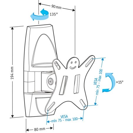 Кронштейн для телевизора Holder LCDS-5003 металлик 10"-26" макс.25кг настенный поворот и наклон
