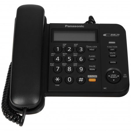 Телефон проводной Panasonic KX-TS2358RUB черный АОН,Caller ID,ЖКД,блокировка набора,выключение микрофона,кнопка "пауза"