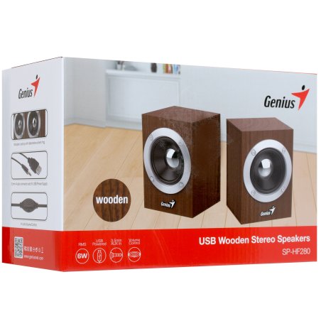 Акустическая система GENIUS SP-HF280 wooden USB Проводной пульт регулировки громкости для легкого управления