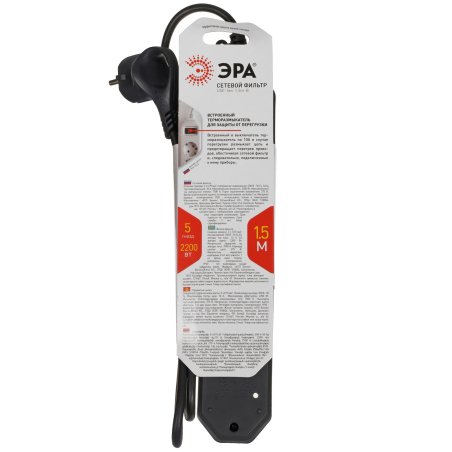Сетевой фильтр ЭРА USF-5es-1.5m-W, 1.5м, белый б0019031