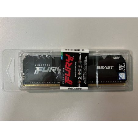 Оперативная память Kingston Fury Beast, DDR4, 16Gb (1x16Gb), 3200MHz, CL16, DIMM, с радиатором, RGb, черный