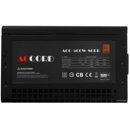 Блок питания Accord ACC-500W-80BR, 500Вт, 80 PLUS Bronze, 120мм, черный
