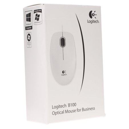 Мышь проводная Logitech B100 черный, 1000 dpi, USB, кнопки - 3