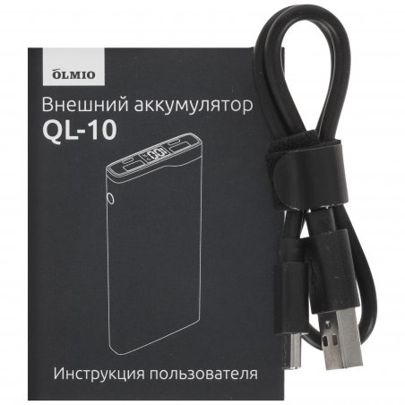 Портативный аккумулятор OLMIO QL-10, 10000mAh, 22.5W, QuickCharge3.0/PowerDelivery, LCD, красный,
