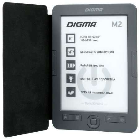 Электронная книга Digma K1 6" E-ink HD Pearl 758x1024 600MHz 128Mb/4Gb/SD/microSDHC темно-серый