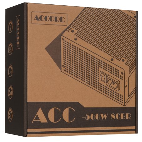 Блок питания Accord ACC-500W-80BR, 500Вт, 80 PLUS Bronze, 120мм, черный