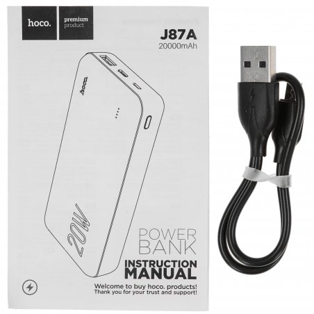 Портативный аккумулятор Hoco J87A 20000mAh, 3A, черный (61033)