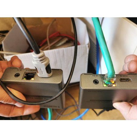 Активный удлинитель ORIENT VE048, HDMI 4K extender (Tx+Rx), до 120 м по одной витой паре, HDMI 1.4b, 4K@30Hz/ 1080p@60Hz/3D, HDCP, передача ИК сигнала управления (датчики IR-TX/Rx в комплекте) (30932)