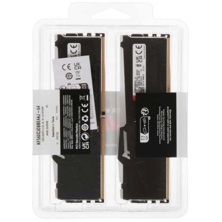 Оперативная память Kingston Fury Beast, DDR5, 64Gb (2x32Gb), 6000MHz, CL30, DIMM, с радиатором, RGb, черный