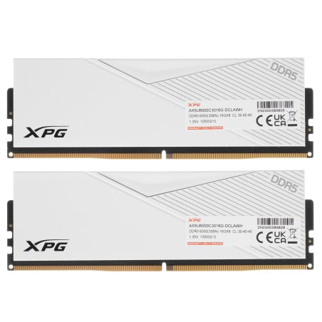 Оперативная память XPG Lancer, DDR5, 32Gb (2x16Gb), 6000MHz, CL30, DIMM, с радиаторами, белый