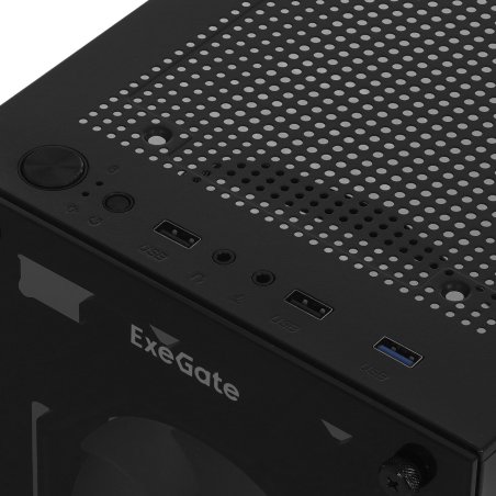 Компьютерный корпус Miditower ExeGate i3 BASE-EVO800 (ATX, БП EVO800RGb с вент. 12 см, с окном, 1*USB+1*USB 3.0, аудио, 4 вент. 12см с RGb подсветкой)