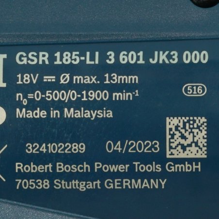 Дрель-шуруповерт аккумуляторная Bosch GSR 185-LI 06019K3005, 18В, Сумка