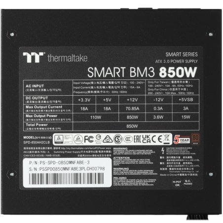 Блок питания Thermaltake Smart BM3 Gen.5 80 PLUS Bronze (20+4pin) APFC 120мм fan 12xSATA Cab Manag RTL