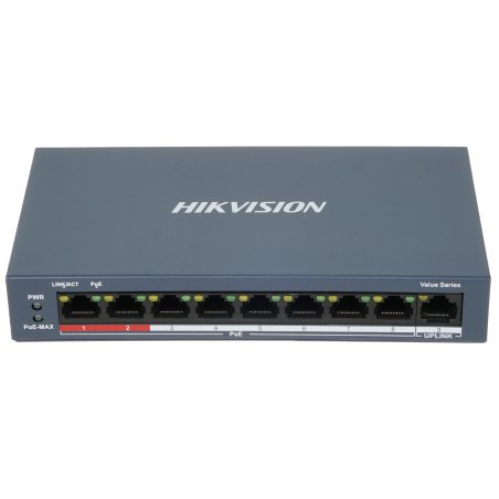 Коммутатор Hikvision DS-3E0109P-E/M(B) 9x100Mb 8PoE+ 58W неуправляемый