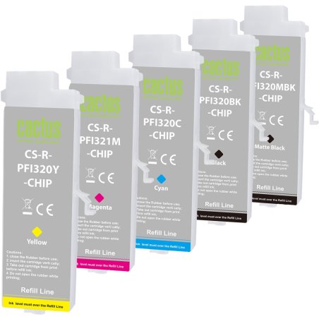 Картридж перезаправляемый струйный Cactus CS-R-PFI321SET-CHIP набор 5шт.упак. для Canon imagePROGRAF TM-250/255/350/355 с чипом