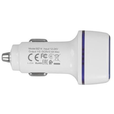 Автомобильное зарядное устройство Borofone Max BZ14, 2xUSB, 2.4А, 12 Вт, кабель Lightning 8-pin, белый (6931474735935)