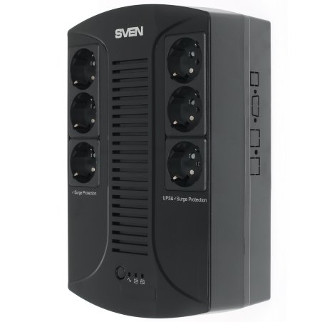 Источник бесперебойного питания SVEN UP-L1000E 1000VA/500W (6 розеток: 3х UPS/сетевой фильтр+3 x сетевой фильтр)