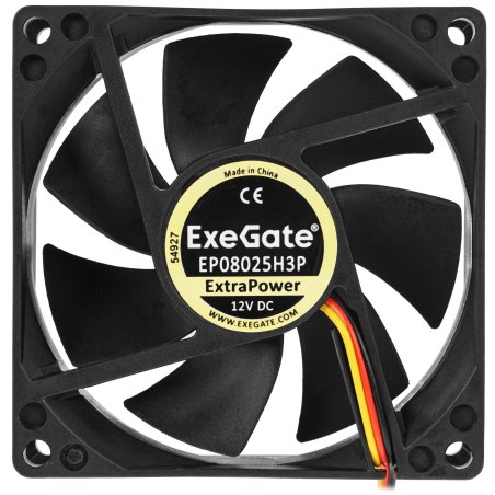 Вентилятор для корпуса ExeGate ExtraPower EP08025H3P черный, 80 мм, 2300 об/мин, 24 дБ, 3 pin