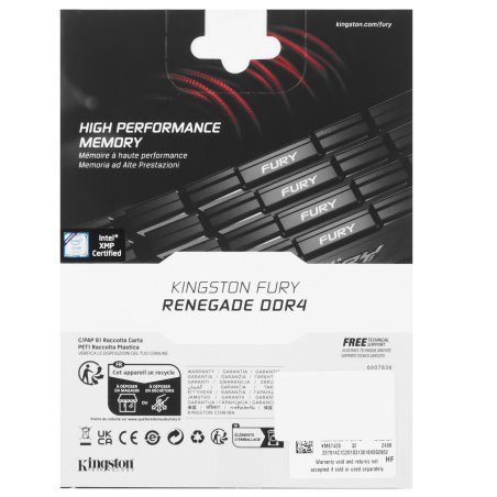 Оперативная память Kingston Fury Renegade, DDR4, 32Gb (2x16Gb), 3200MHz, CL16, DIMM, с радиаторами, серый/черный