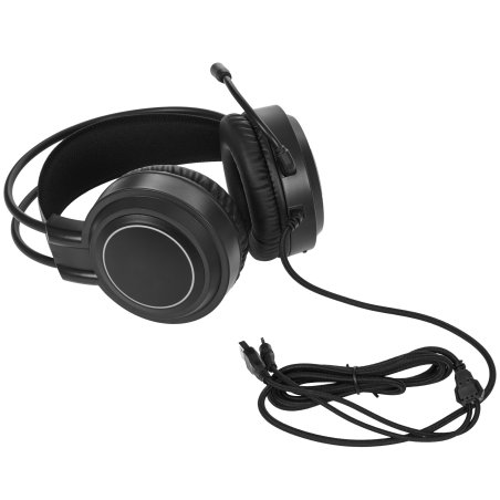 Perfeo игровая гарнитура RGF EARTH черная 1,8 м, разъем 3,5 мм (4 pin) и USB (LED), переходник