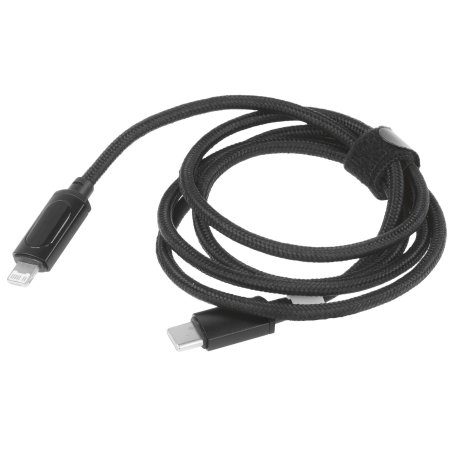 Кабель Rexant Type-C – Lightning для Apple, 3А, 1м, в черной нейлоновой оплетке, с LED-дисплеем
