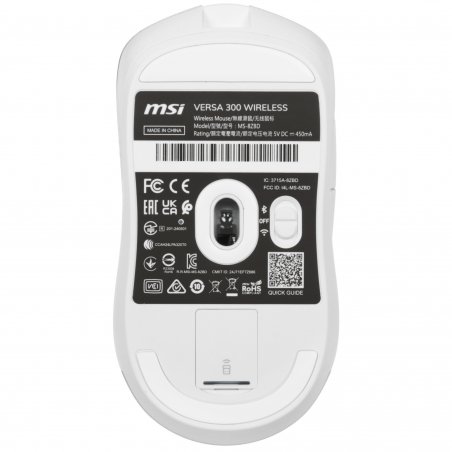 Мышь беспроводная/проводная MSI VERSA 300 белый, 8000 dpi, радиоканал, Bluetooth, USB, кнопки - 6