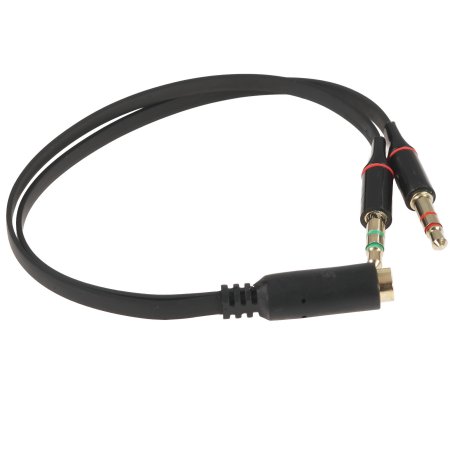 Кабель аудио Cablexpert CCAB-02-35F2M-0.2MB. 3.5 Jack 4pin(F)/2х 3.5 Jack(M) наушники и микрофон, черный, 0.2м, блистер