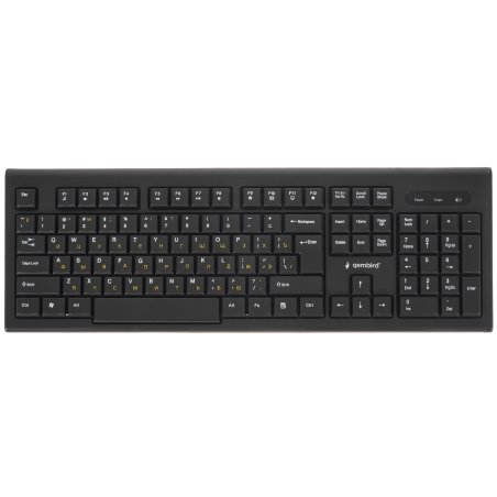 Комплект клавиатура+мышь беспроводные Gembird KBS-8002, 2.4ГГц, черный, 104 клавиши+2 кнопки+колесо кнопка, 1000DPI, батарейки в комплекте