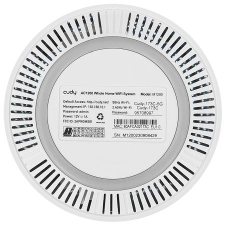 Бесшовный Mesh роутер Cudy M1200(1-Pack) AC1200 10/100BASE-TX белый