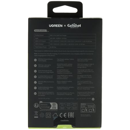 Сетевое зарядное устройство UGREEN X753 (25356)Nexode Pro 65W Ultra Slim USB-A+2*USB-C GaN Tech Fast Charger EU. Цвет: серый