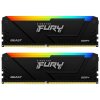 Оперативная память Kingston Fury Beast, DDR4, 16Gb (2x8Gb), 3200MHz, CL16, DIMM, с радиатором, RGb, черный