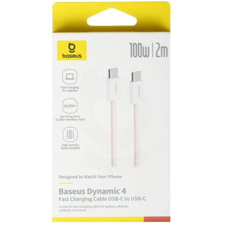 Baseus Dynamic 4 Fast Charging Data Cable USB-C to USB-C 100W 2m Baby Pink