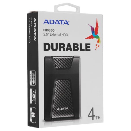 Внешний HDD 2.5" ADATA HD650, 4TB, USB 3.2 Gen 1 Type-A, 5400 rpm, черный