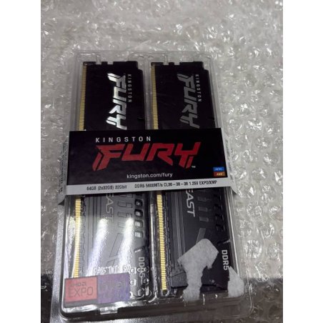Оперативная память Kingston Fury Beast, DDR5, 16Gb (1x16Gb), 6000MHz, CL30, DIMM, с радиатором, черный