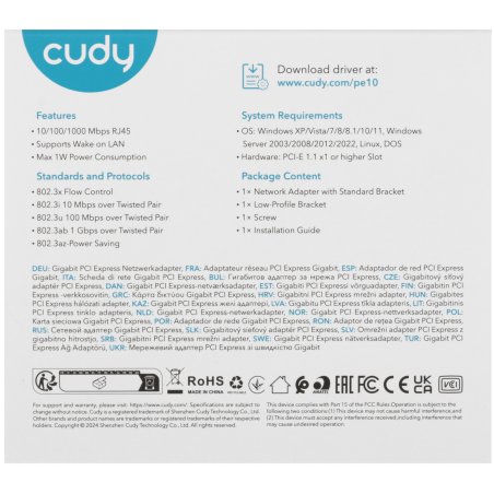 Сетевой адаптер CUDY PCI Express Cudy PE10 PCI Express