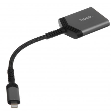 Кард-ридер Hoco UA25/серый/SD/TF/MicroSD/USB Type-C (OTG)/алюминий