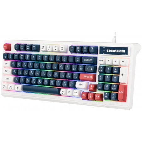 Клавиатура проводная игровая Defender Stormrider GK-425 RU,бел/син,94кн+FN,радуж,1.75м