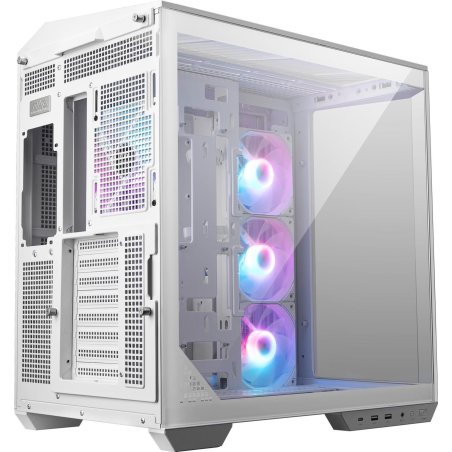 Компьютерный корпус MSI MAG Pano 100R PZ WHITE, Mid Tower, ATX, 2xUSB 3.2 Gen 1, 1xUSB 3.2 Gen2 Type-C, 3x120мм ARGb Reverse Blade Fan, 1x120мм ARGb Fan, ARGb+PWM Control Board,Tempered Glass Window, Brown Box