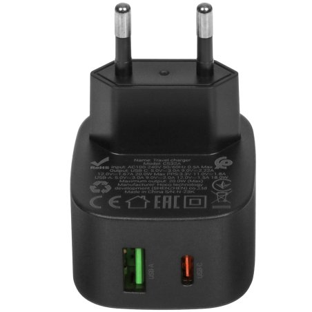 Сетевое зарядное устройство HOCO (6942007617468) CS32Aia 1USB+1USB-C 3.0A PD 20W+QC3.0