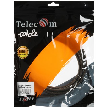 Кабель AM/BM USB2.0 3м Telecom USB 2.0 A-->B 3.0m, белый/серый, TC6900-3.0M