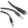 Кабель аудио Cablexpert CCAB-02-35F2M-0.2MB. 3.5 Jack 4pin(F)/2х 3.5 Jack(M) наушники и микрофон, черный, 0.2м, блистер