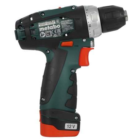 Дрель-шуруповерт аккумуляторная Metabo PowerMaxx BS 600080500, Аккумуляторный, 12В, 2 АКБ