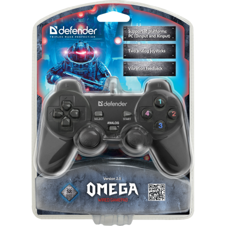 Геймпад Defender Omega USB, Проводной геймпад, 12 кнопок, 2 стика