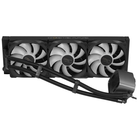 Система жидкостного охлаждения Water Cooling System Geometric Future Eskimo Pro 360 (240W, 360мм, ARGb, черный Fans: 3x120мм, 80.81CFM, 34.2dBA, 2000RPM/ Pump height 54мм, 3200RPM, Rad thickness 27мм/ S: 1851, 1700, 1200, 115X, 2011, 2066, AM5, AM4)