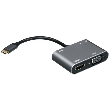 Адаптер USB Type-Cm-->VGA, HDMI 4k*30Hz, USB3.0, PD, Audio,iOpen (Aopen/Qust/VCOM)