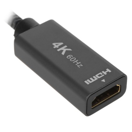 Кабель-переходник DP --> HDMI-F 0.2m, серый металлик, оплетка, 4K@60Hz, Telecom (TA560)