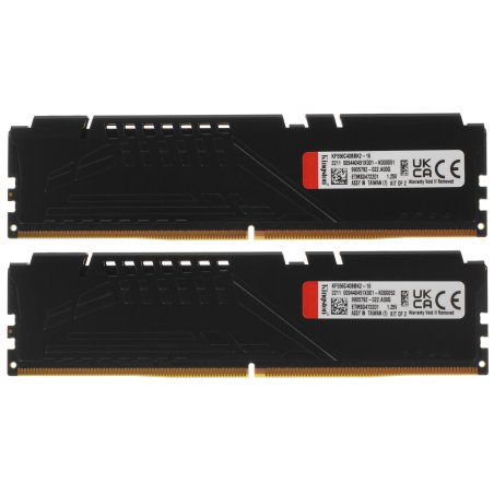 Оперативная память Kingston Fury Beast, DDR5, 16Gb (2x8Gb), 5600MHz, CL40, DIMM, с радиаторами, черный