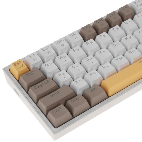 Клавиатура проводная REDRAGON Fizz RU,Rainbow,бежевый/желтый,red свитч